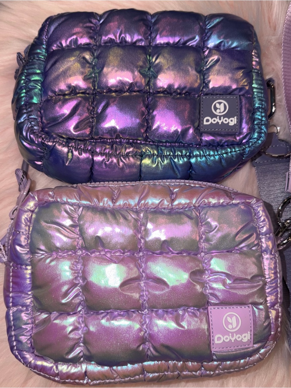 DOYOGI - Bundle 2 Iridescent Quilted Cosmetic Bag/ Crossbody Purse
